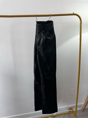 Abercrombie & Fitch Black Faux Leather High-Rise Wide-Leg Pants